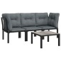 vidaXL 4-tlg. Garten-Lounge-Set Schwarz und Grau Poly Rattan vidaXL 4-tlg. Garten-Lounge-Set Schwarz und Grau Poly Rattan