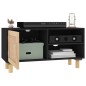 vidaXL TV-Schrank Schwarz 80x30x40 cm Massivholz Kiefer Natur-Rattan vidaXL TV-Schrank Schwarz 80x30x40 cm Massivholz Kiefer Natur-Rattan
