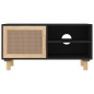vidaXL TV-Schrank Schwarz 80x30x40 cm Massivholz Kiefer Natur-Rattan vidaXL TV-Schrank Schwarz 80x30x40 cm Massivholz Kiefer Natur-Rattan