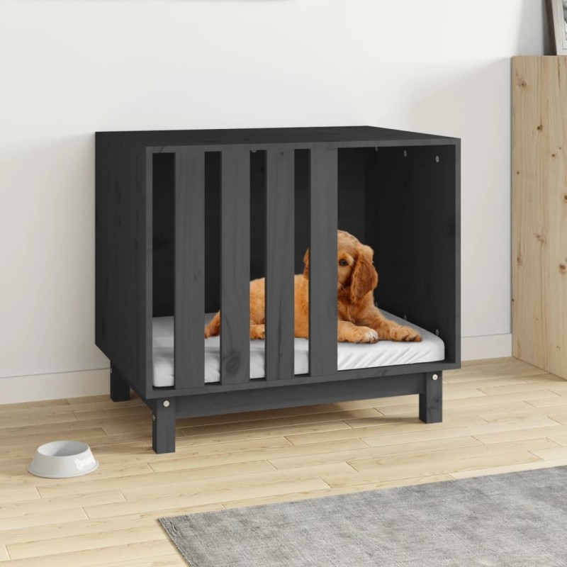 vidaXL Hundehütte Grau 70x50x62 cm Massivholz Kiefer vidaXL Hundehütte Grau 70x50x62 cm Massivholz Kiefer