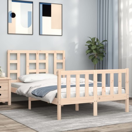vidaXL Massivholzbett mit Kopfteil 120x200 cm