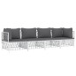vidaXL 4-tlg. Garten-Lounge-Set mit Kissen Weiß Stahl vidaXL 4-tlg. Garten-Lounge-Set mit Kissen Weiß Stahl