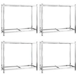 vidaXL Reifenregale mit 2 Böden 4 Stk. Silbern 110x40x110 cm Stahl