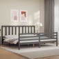 vidaXL Massivholzbett mit Kopfteil Grau 200x200 cm vidaXL Massivholzbett mit Kopfteil Grau 200x200 cm
