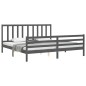 vidaXL Massivholzbett mit Kopfteil Grau 200x200 cm vidaXL Massivholzbett mit Kopfteil Grau 200x200 cm