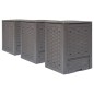 Gartenkomposter 3 Stk. Braun 60x60x83cm 900 L Kunststoff Rattan Gartenkomposter 3 Stk. Braun 60x60x83cm 900 L Kunststoff Rattan