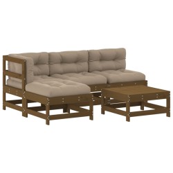 vidaXL 5-tlg. Garten-Lounge-Set mit Kissen Honigbraun Massivholz