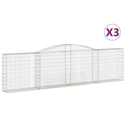 vidaXL Gabionen mit Hochbogen 3 Stk. 400x30x100/120cm Verzinktes Eisen
