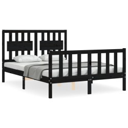 vidaXL Massivholzbett mit Kopfteil Schwarz 140x190 cm