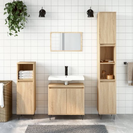 vidaXL 3-tlg. Badmöbel-Set Sonoma-Eiche Holzwerkstoff