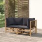 vidaXL Garten-Ecksofas mit Dunkelgrauen Kissen 2 Stk. Bambus vidaXL Garten-Ecksofas mit Dunkelgrauen Kissen 2 Stk. Bambus