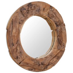 vidaXL Dekorativer Spiegel Teak 80 cm Rund