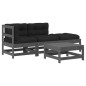 vidaXL 4-tlg. Garten-Lounge-Set mit Kissen Grau Massivholz vidaXL 4-tlg. Garten-Lounge-Set mit Kissen Grau Massivholz