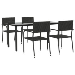 vidaXL 5-tlg. Garten-Essgruppe Schwarz Poly Rattan und Stahl