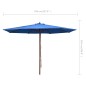 vidaXL Sonnenschirm mit Holzmast 350 cm Blau vidaXL Sonnenschirm mit Holzmast 350 cm Blau