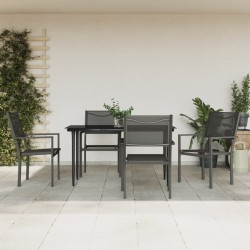 vidaXL 5-tlg. Garten-Essgruppe Schwarz Stahl und Textilene