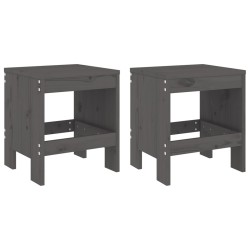 vidaXL Gartenhocker 2 Stk. Grau 40x36x45 cm Massivholz Kiefer