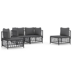 vidaXL 4-tlg. Garten-Lounge-Set mit Kissen Anthrazit Stahl