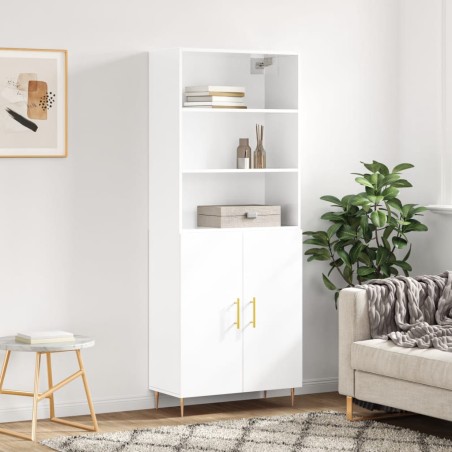 vidaXL Highboard Hochglanz-Weiß 69,5x34x180 cm Holzwerkstoff