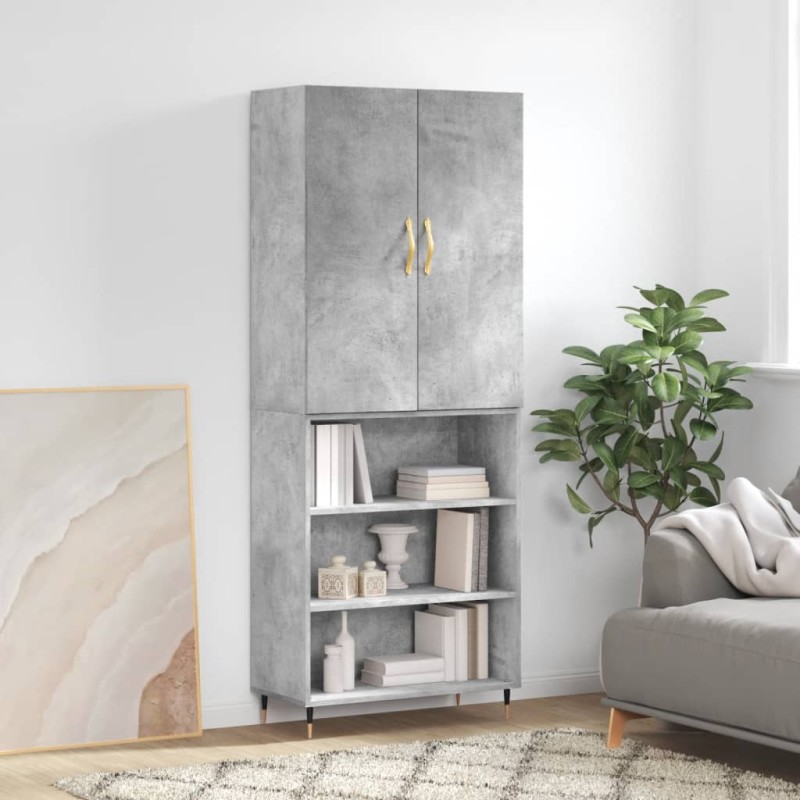 Highboard Betongrau 69,5x34x180 cm Holzwerkstoff Highboard Betongrau 69,5x34x180 cm Holzwerkstoff