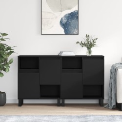 vidaXL Sideboards 2 Stk. Schwarz Holzwerkstoff