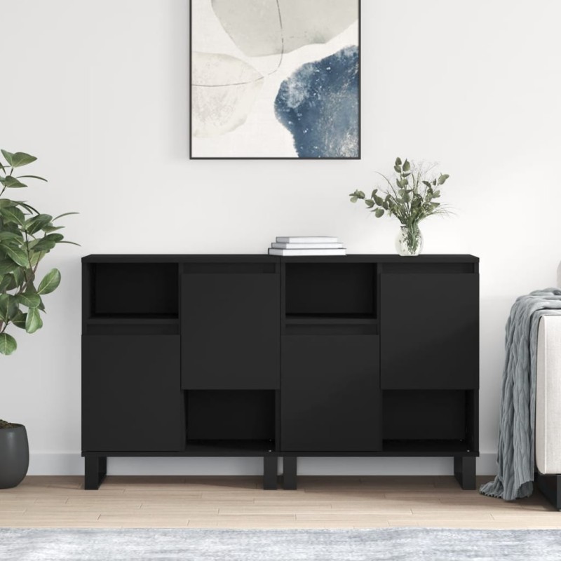 vidaXL Sideboards 2 Stk. Schwarz Holzwerkstoff vidaXL Sideboards 2 Stk. Schwarz Holzwerkstoff