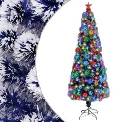 vidaXL Künstlicher Weihnachtsbaum mit LED Weiß & Blau 240 cm Glasfaser
