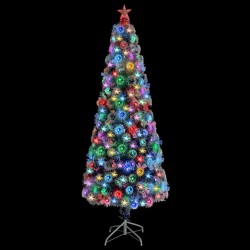 vidaXL Künstlicher Weihnachtsbaum mit LED Weiß & Blau 240 cm Glasfaser