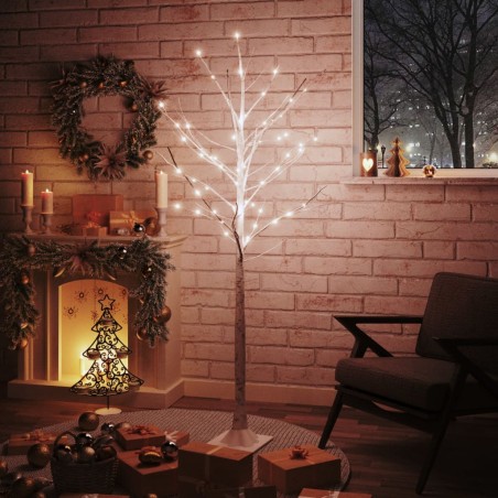 vidaXL LED-Birke Warmweiß 96 LEDs 180 cm