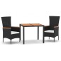 vidaXL 3-tlg. Garten-Essgruppe mit Kissen Schwarz Poly Rattan vidaXL 3-tlg. Garten-Essgruppe mit Kissen Schwarz Poly Rattan