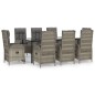vidaXL 9-tlg. Garten-Essgruppe mit Kissen Schwarz und Grau Poly Rattan vidaXL 9-tlg. Garten-Essgruppe mit Kissen Schwarz und Grau Poly Rattan