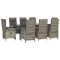 vidaXL 9-tlg. Garten-Essgruppe mit Kissen Schwarz und Grau Poly Rattan vidaXL 9-tlg. Garten-Essgruppe mit Kissen Schwarz und Grau Poly Rattan