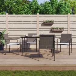vidaXL 5-tlg. Garten-Essgruppe mit Kissen Poly Rattan und Stahl