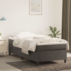vidaXL Boxspringbett mit Matratze Dunkelgrau 90x190 cm Samt