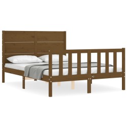 vidaXL Massivholzbett mit Kopfteil Honigbraun 120x200 cm