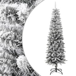 vidaXL Künstlicher Weihnachtsbaum Beschneit Schlank 180 cm PVC&PE