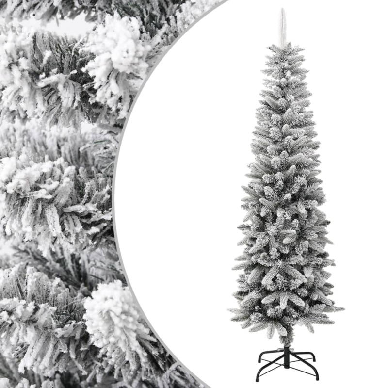 vidaXL Künstlicher Weihnachtsbaum Beschneit Schlank 180 cm PVC&PE vidaXL Künstlicher Weihnachtsbaum Beschneit Schlank 180 cm PVC&PE