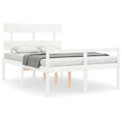 vidaXL Massivholzbett mit Kopfteil Weiß 140x200 cm