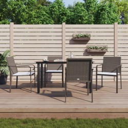 vidaXL 5-tlg. Garten-Essgruppe mit Kissen Poly Rattan und Stahl