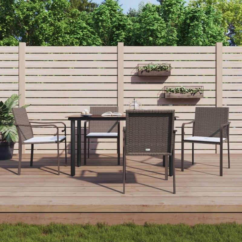 vidaXL 5-tlg. Garten-Essgruppe mit Kissen Poly Rattan und Stahl vidaXL 5-tlg. Garten-Essgruppe mit Kissen Poly Rattan und Stahl