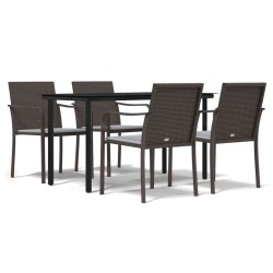 vidaXL 5-tlg. Garten-Essgruppe mit Kissen Poly Rattan und Stahl