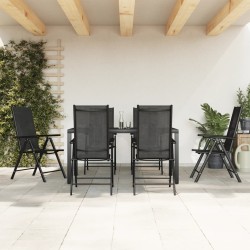 vidaXL 7-tlg. Garten-Essgruppe Schwarz Aluminium 