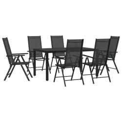 vidaXL 7-tlg. Garten-Essgruppe Schwarz Aluminium 