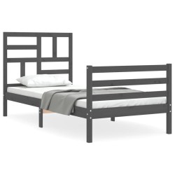 vidaXL Massivholzbett mit Kopfteil Grau 100x200 cm