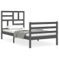 vidaXL Massivholzbett mit Kopfteil Grau 100x200 cm vidaXL Massivholzbett mit Kopfteil Grau 100x200 cm