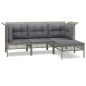 vidaXL 4-tlg. Garten-Lounge-Set mit Kissen Grau Poly Rattan vidaXL 4-tlg. Garten-Lounge-Set mit Kissen Grau Poly Rattan