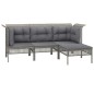 vidaXL 4-tlg. Garten-Lounge-Set mit Kissen Grau Poly Rattan vidaXL 4-tlg. Garten-Lounge-Set mit Kissen Grau Poly Rattan