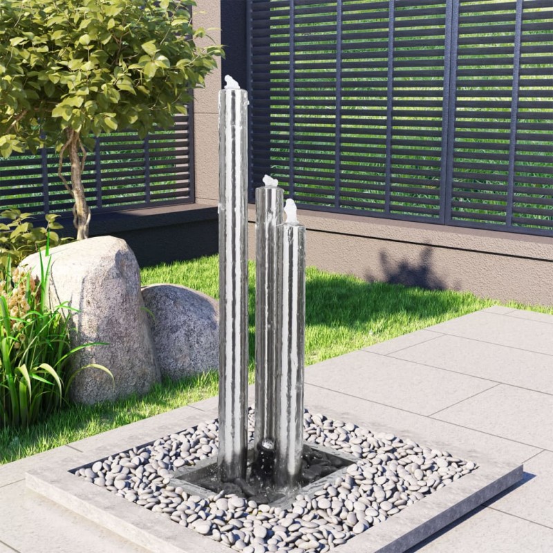 vidaXL Gartenbrunnen Silbern 48x34x123 cm Edelstahl vidaXL Gartenbrunnen Silbern 48x34x123 cm Edelstahl