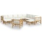vidaXL 12-tlg. Garten-Lounge-Set mit Cremeweißen Kissen Bambus vidaXL 12-tlg. Garten-Lounge-Set mit Cremeweißen Kissen Bambus