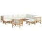 vidaXL 12-tlg. Garten-Lounge-Set mit Cremeweißen Kissen Bambus vidaXL 12-tlg. Garten-Lounge-Set mit Cremeweißen Kissen Bambus